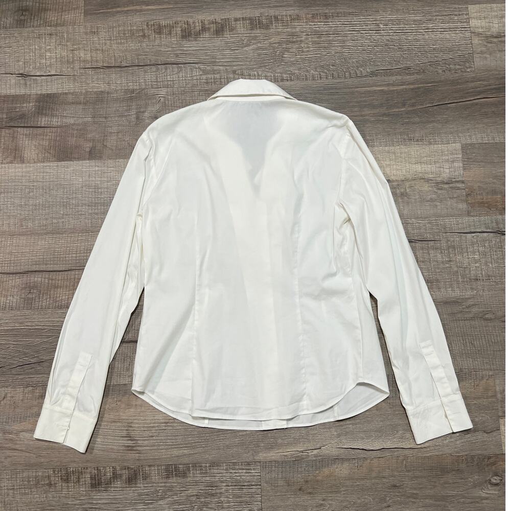 Lafayette 148 Ruffle Button Up Professional Shirt Size 6 Modern Contemporary Top - Picture 2 of 8